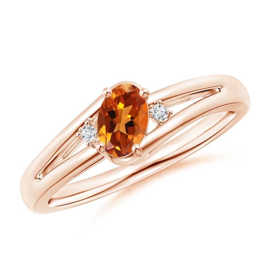 6x4mm AAAA Citrine and Diamond Split Shank Ring in Rose Gold 