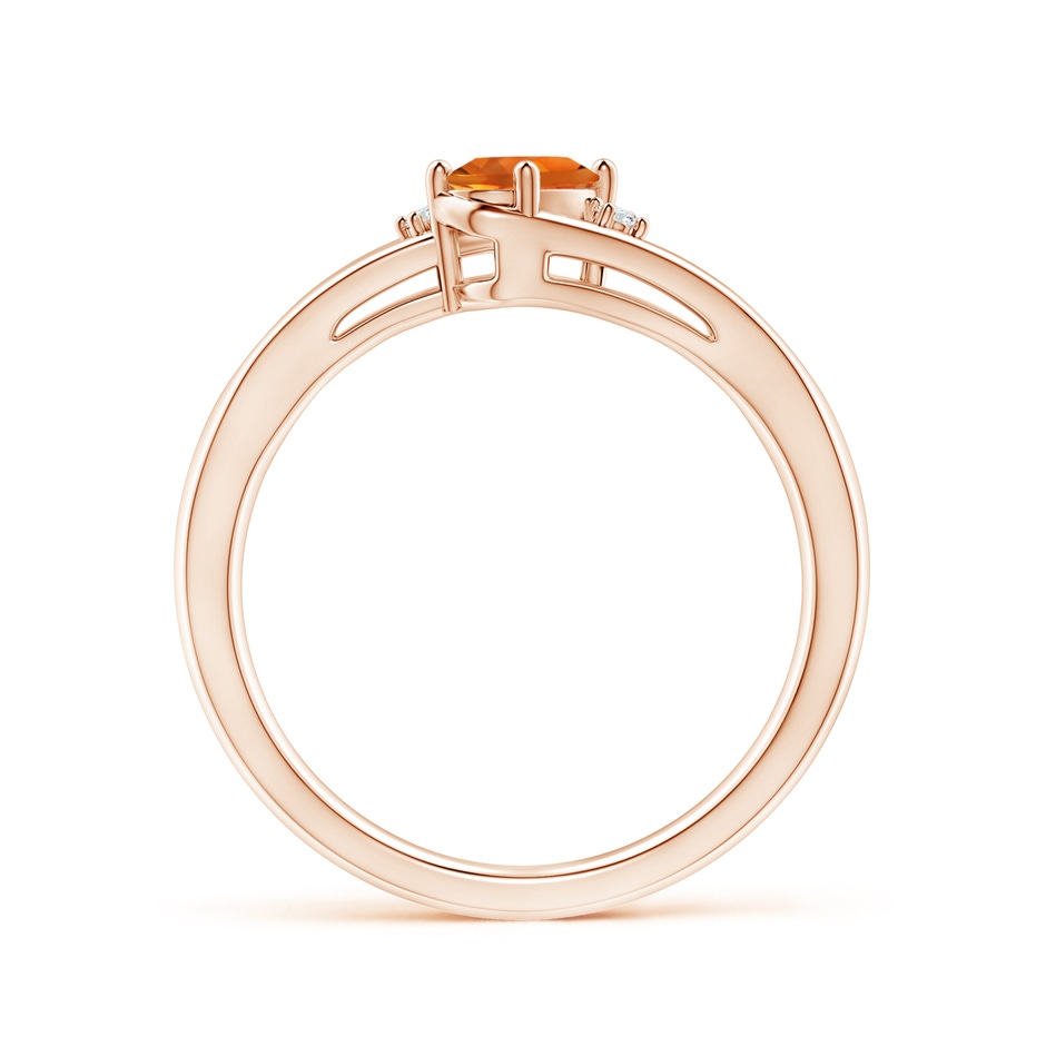 6x4mm AAAA Citrine and Diamond Split Shank Ring in Rose Gold Side-1