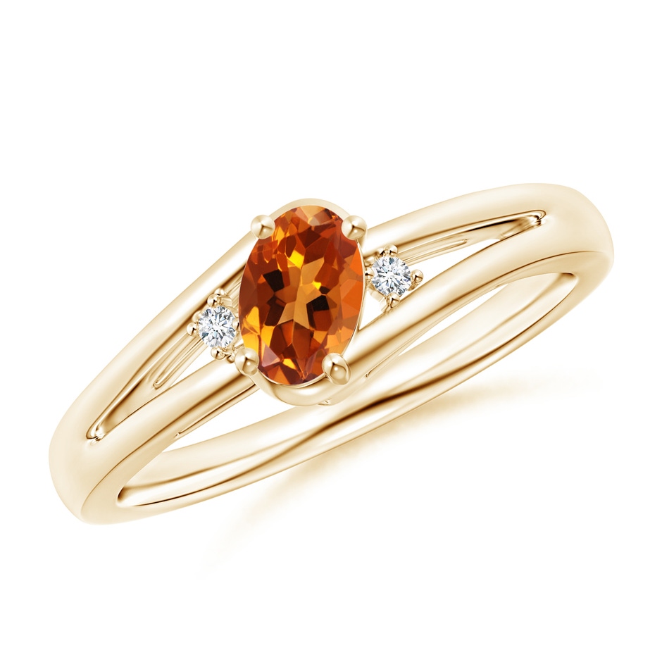 6x4mm AAAA Citrine and Diamond Split Shank Ring in Yellow Gold 