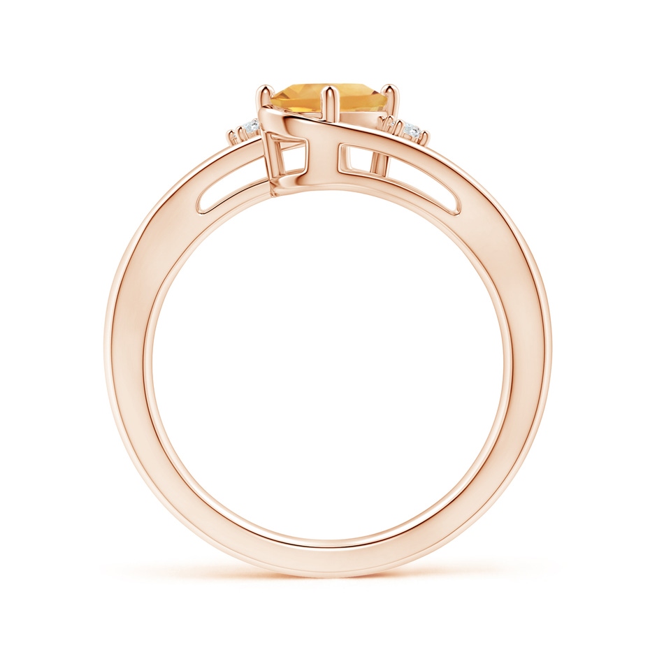 7x5mm A Citrine and Diamond Split Shank Ring in Rose Gold Side-1