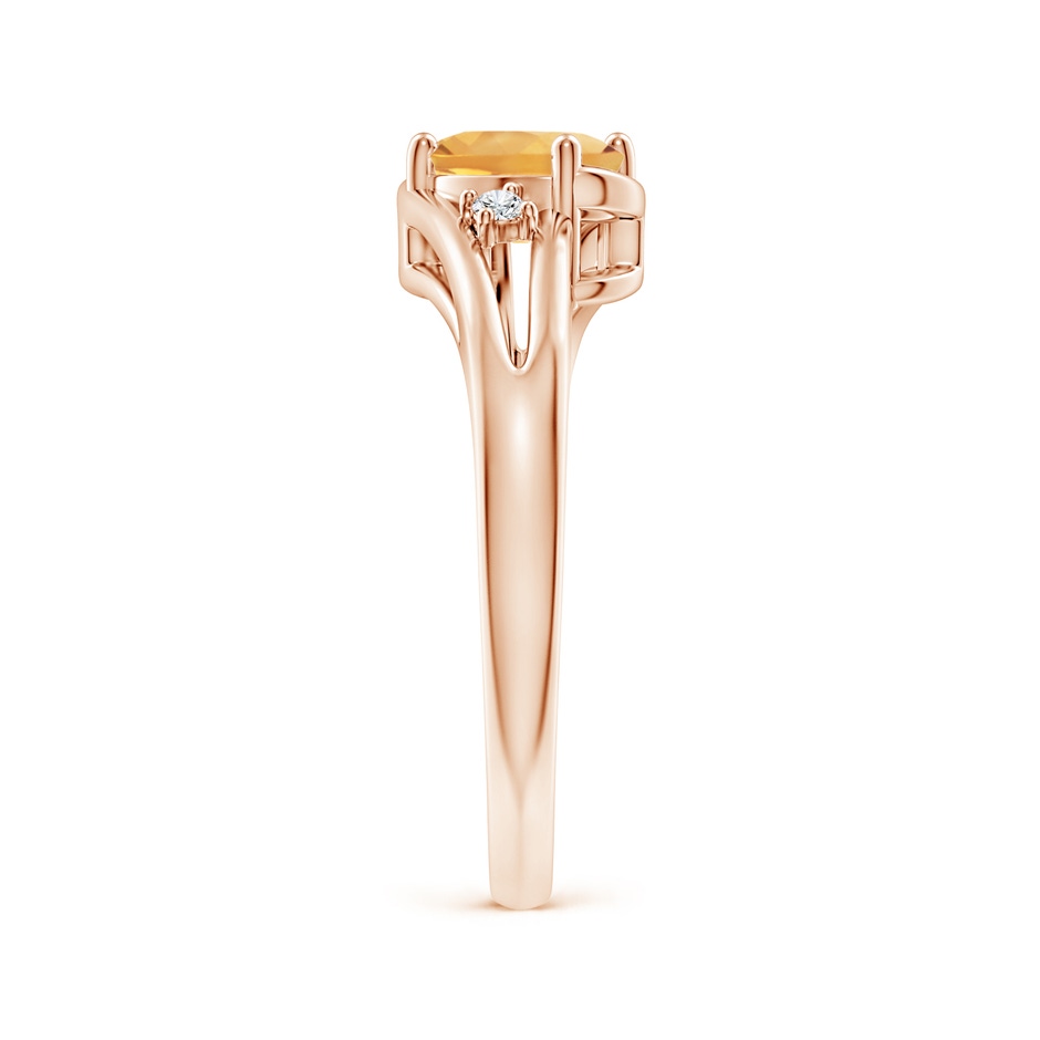 7x5mm A Citrine and Diamond Split Shank Ring in Rose Gold Side-2