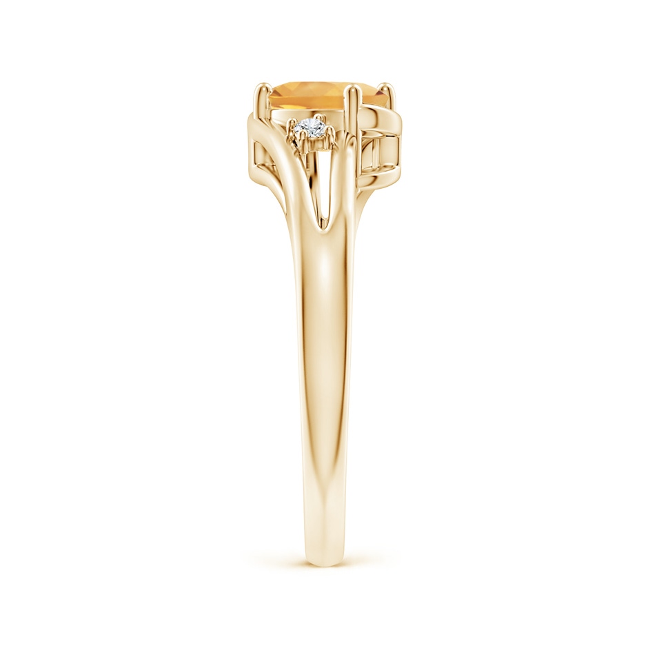 7x5mm A Citrine and Diamond Split Shank Ring in Yellow Gold Side-2