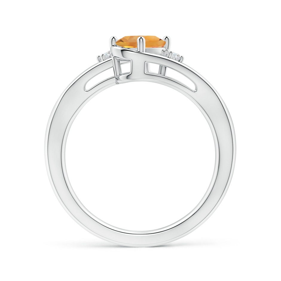 7x5mm AA Citrine and Diamond Split Shank Ring in White Gold side-1