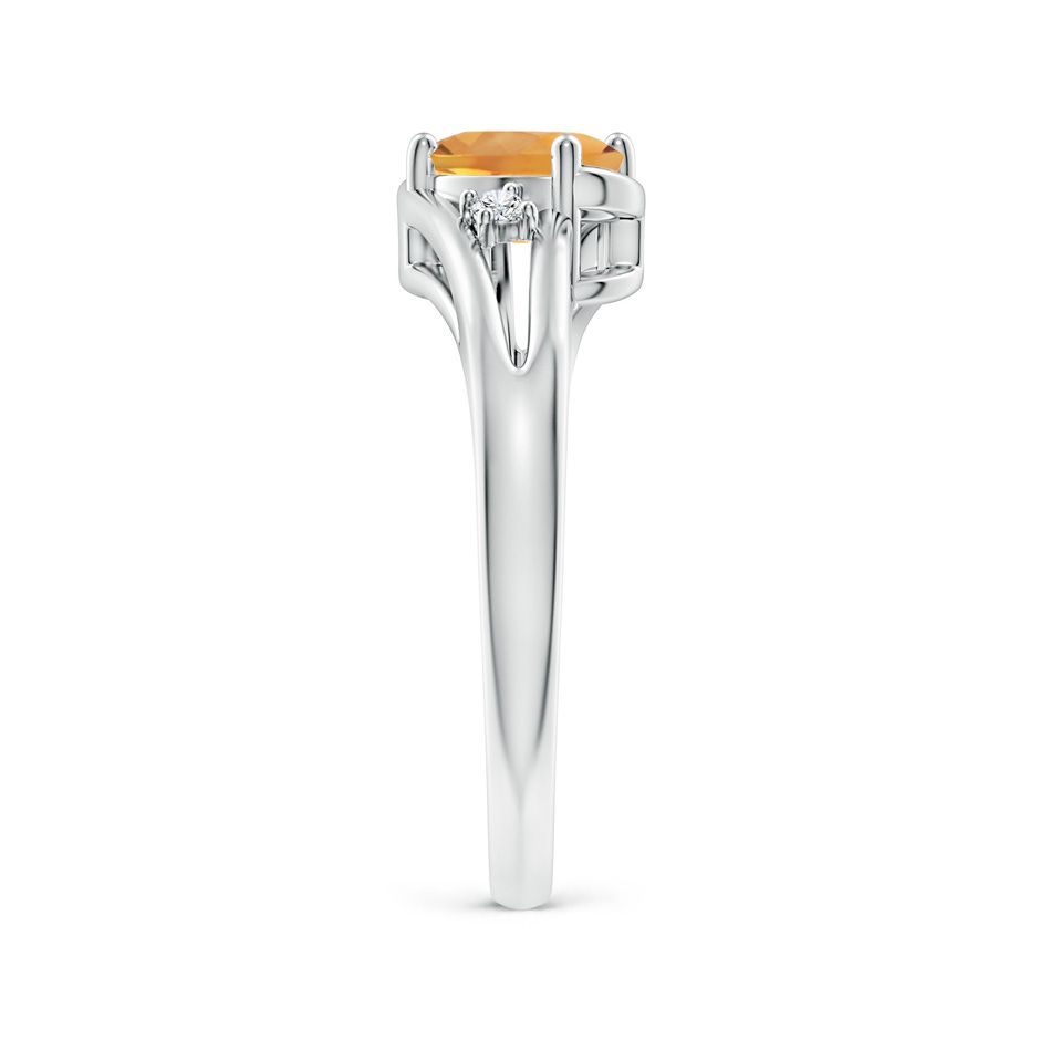 7x5mm AA Citrine and Diamond Split Shank Ring in White Gold side-2