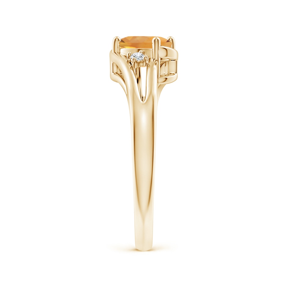 7x5mm AA Citrine and Diamond Split Shank Ring in Yellow Gold side-2