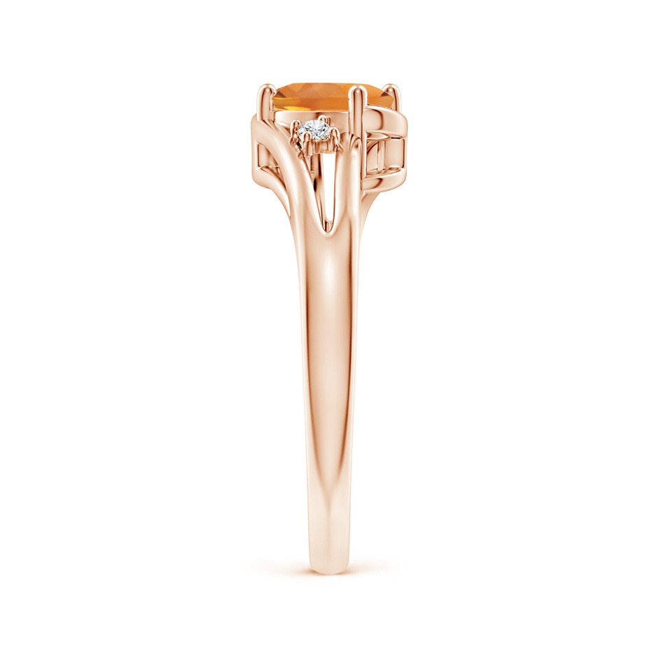 7x5mm AAA Citrine and Diamond Split Shank Ring in Rose Gold Side-2