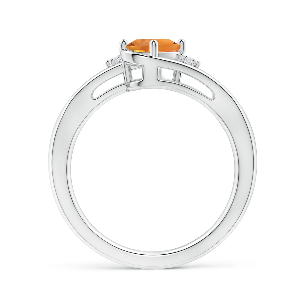 7x5mm AAA Citrine and Diamond Split Shank Ring in White Gold - side_1