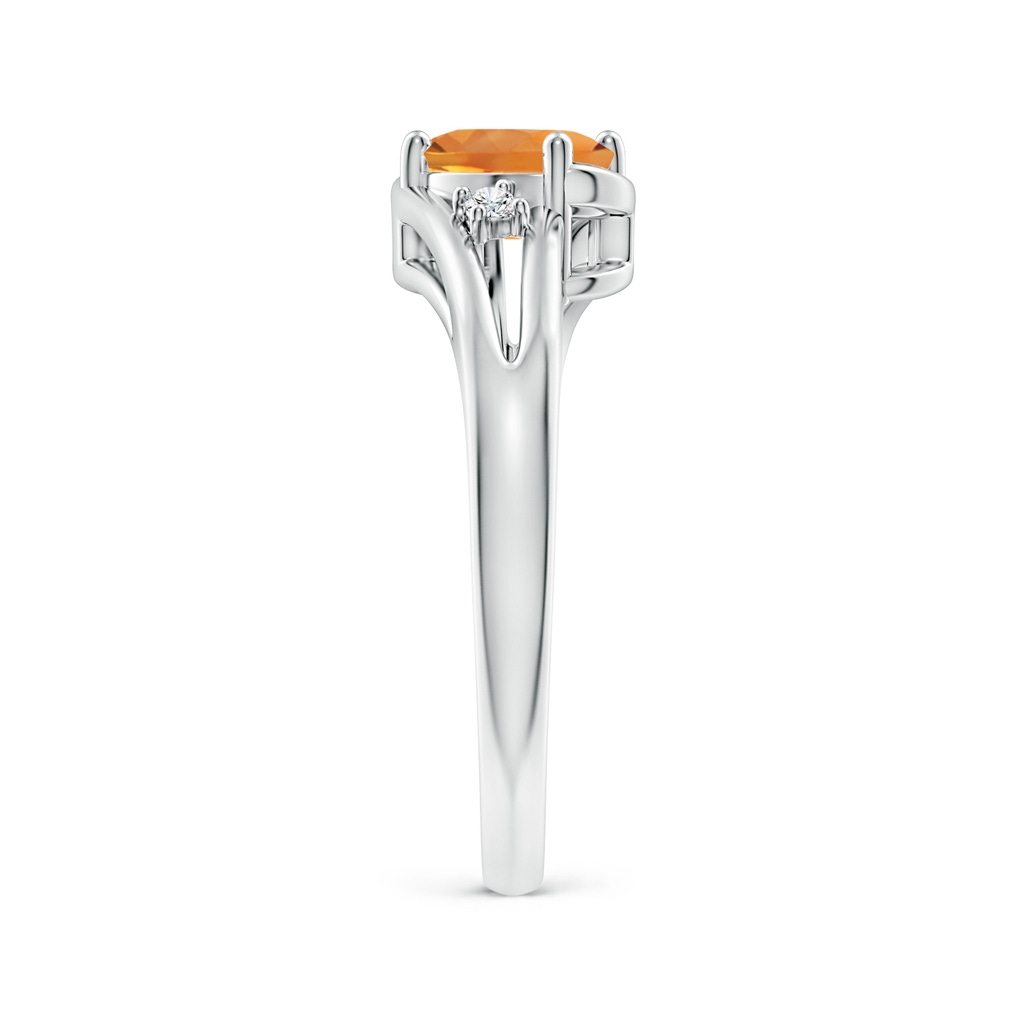 7x5mm AAA Citrine and Diamond Split Shank Ring in White Gold Side-2