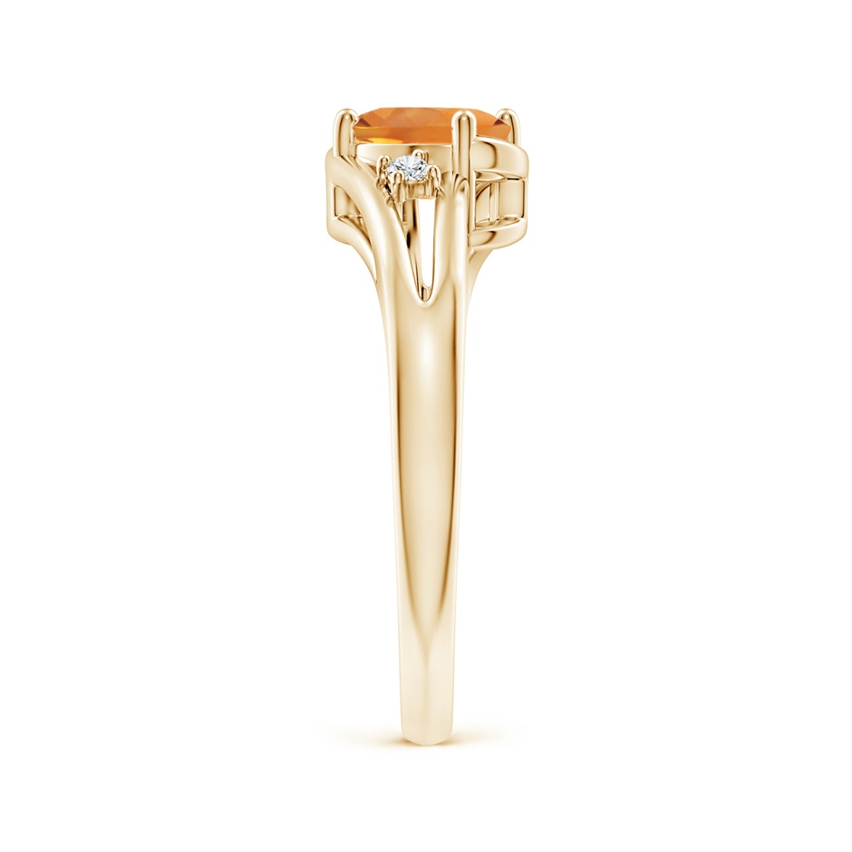 7x5mm AAA Citrine and Diamond Split Shank Ring in Yellow Gold side-2
