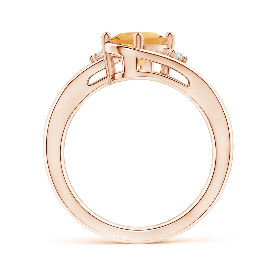 8x6mm A Citrine and Diamond Split Shank Ring in Rose Gold Side-1