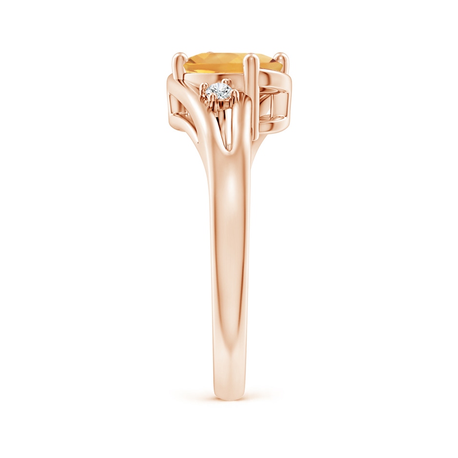 8x6mm A Citrine and Diamond Split Shank Ring in Rose Gold Side-2