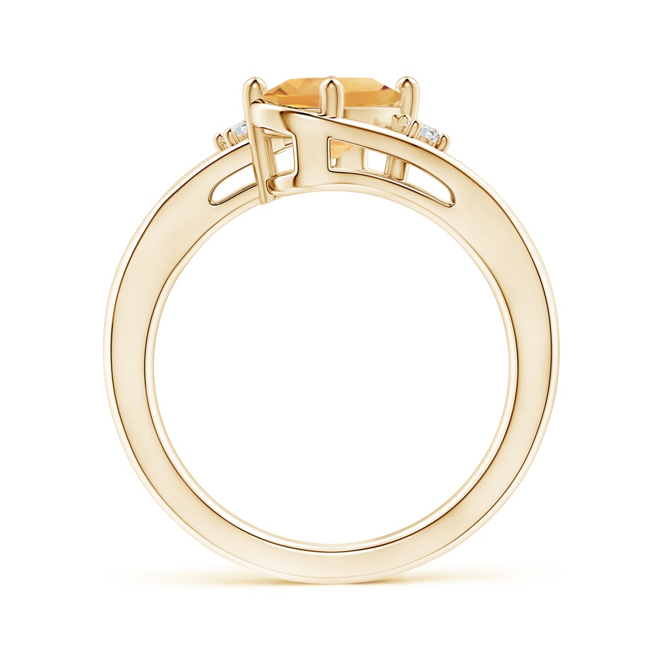 8x6mm A Citrine and Diamond Split Shank Ring in Yellow Gold Side-1