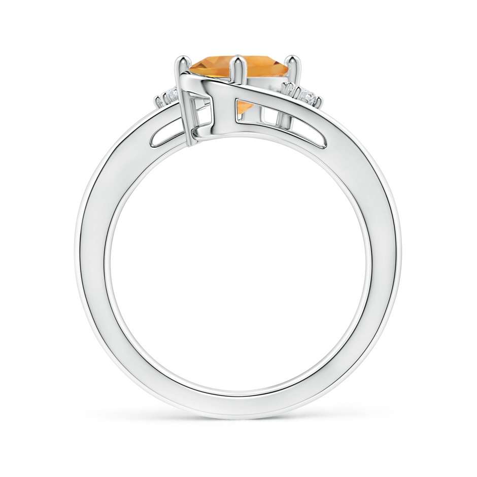 8x6mm AA Citrine and Diamond Split Shank Ring in White Gold side-1