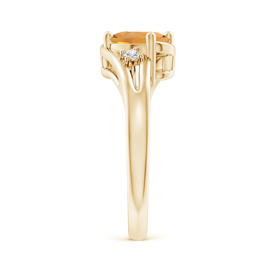 8x6mm AA Citrine and Diamond Split Shank Ring in Yellow Gold side-2