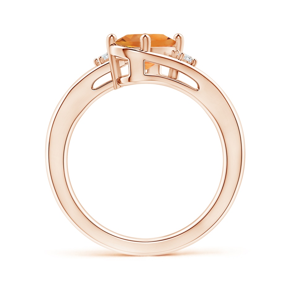 8x6mm AAA Citrine and Diamond Split Shank Ring in Rose Gold Side-1