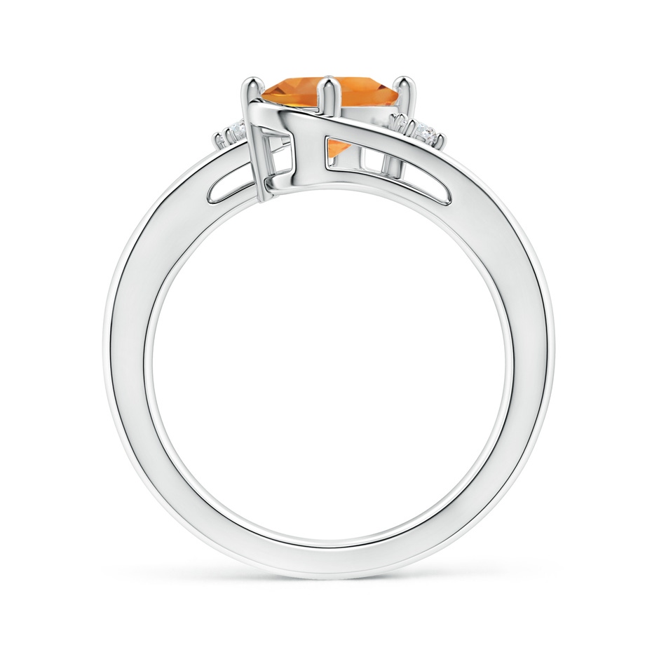 8x6mm AAA Citrine and Diamond Split Shank Ring in White Gold side-1
