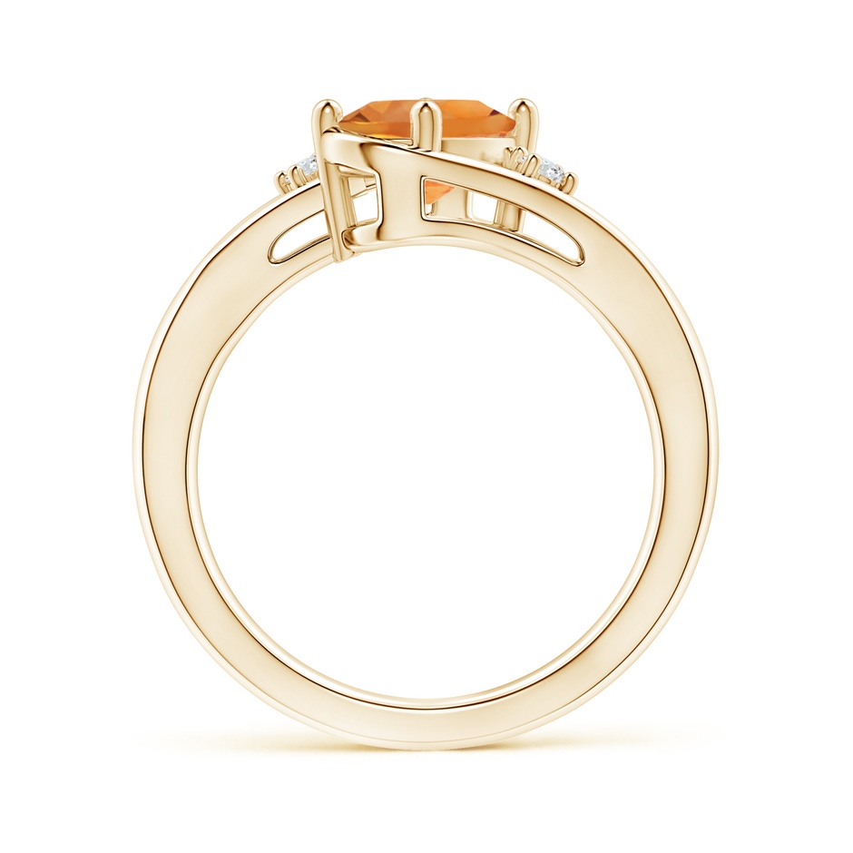 8x6mm AAA Citrine and Diamond Split Shank Ring in Yellow Gold side-1
