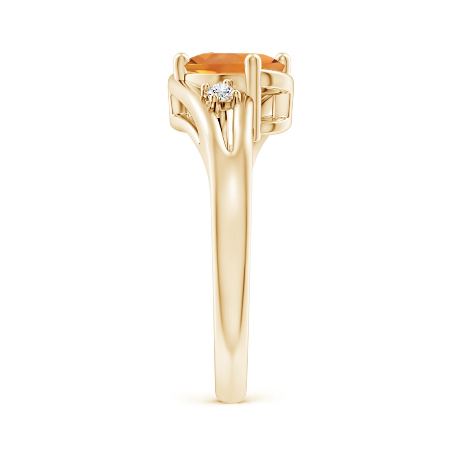 8x6mm AAA Citrine and Diamond Split Shank Ring in Yellow Gold side-2