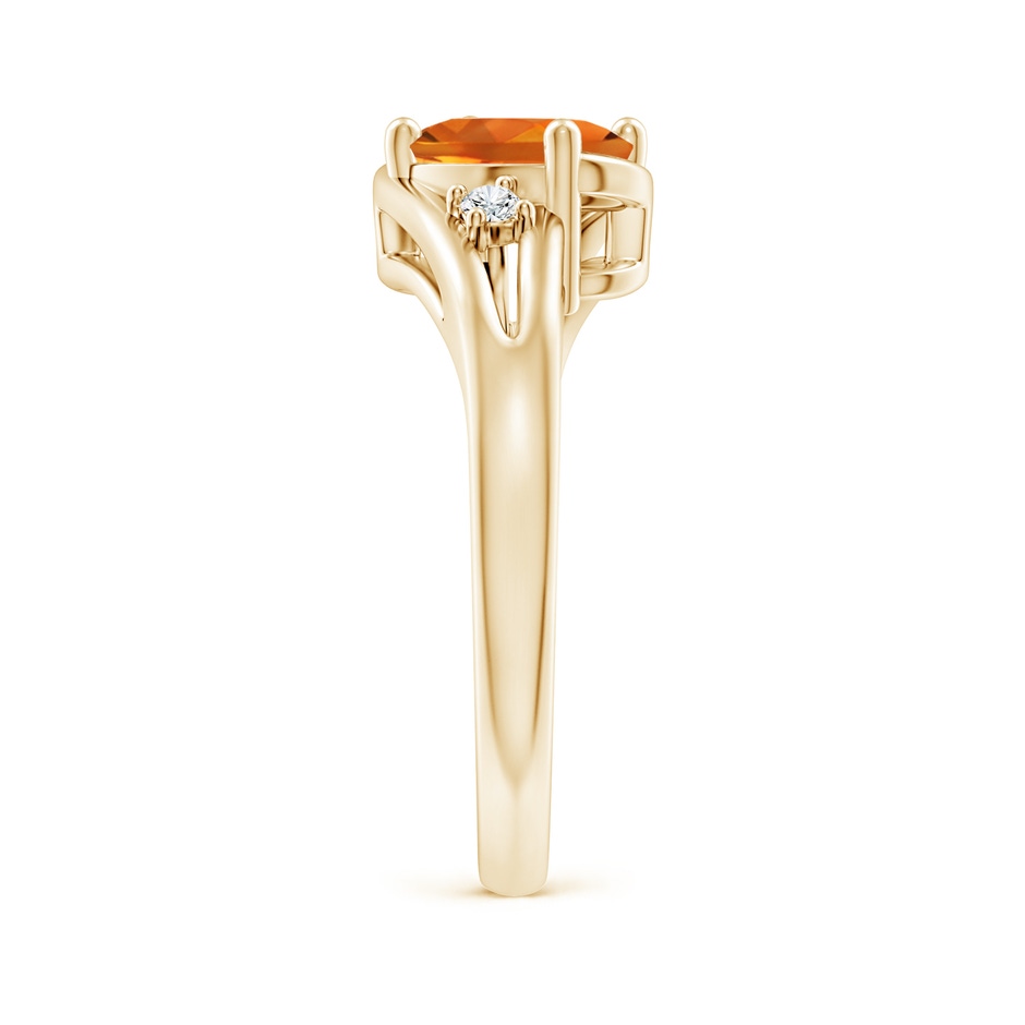 8x6mm AAAA Citrine and Diamond Split Shank Ring in Yellow Gold Side-2