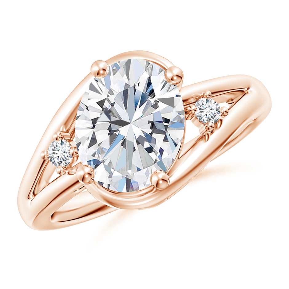 10x8mm GVS2 Diamond Split Shank Ring with Accents in Rose Gold 