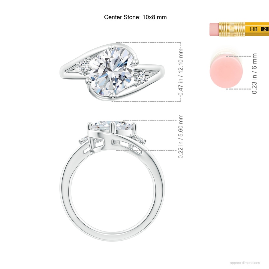 10x8mm GVS2 Diamond Split Shank Ring with Accents in White Gold ruler