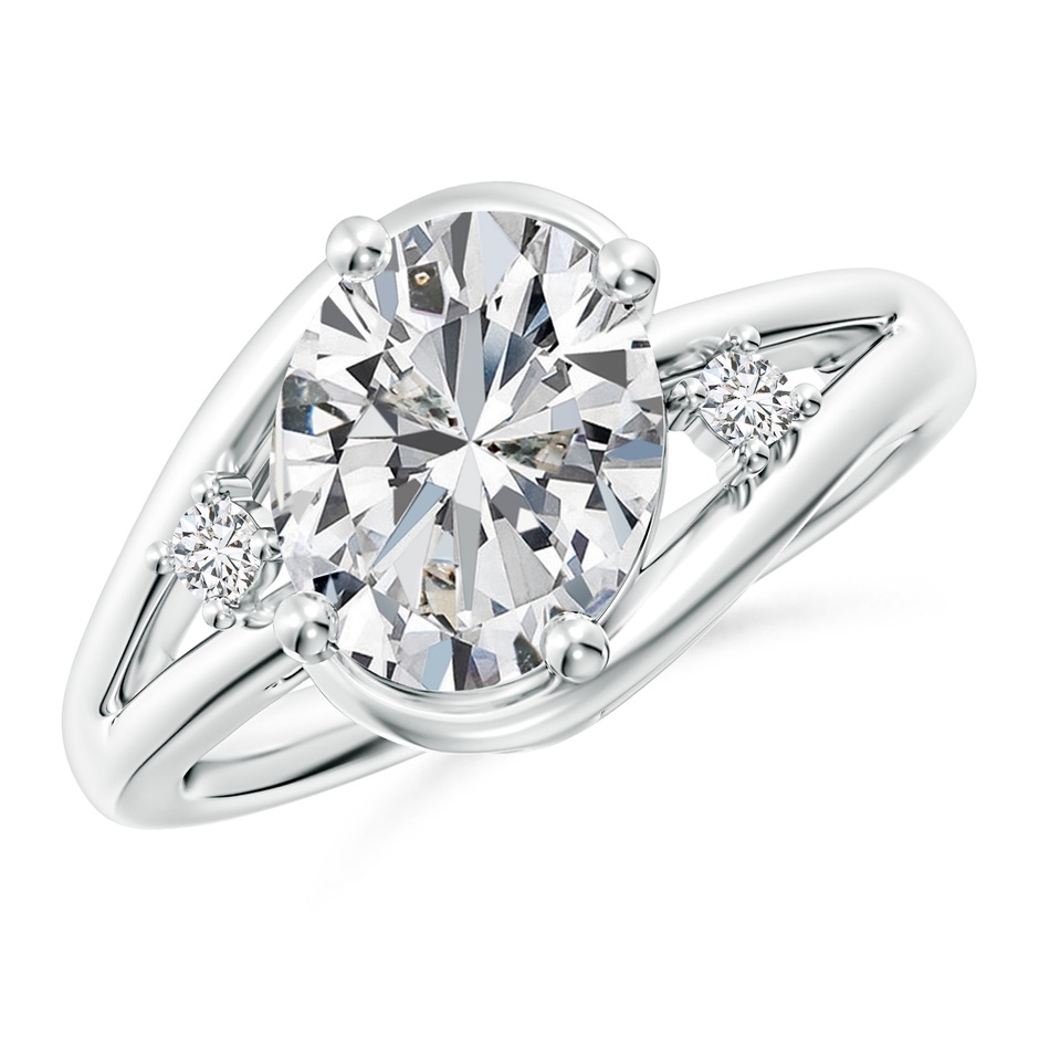 10x8mm HSI2 Diamond Split Shank Ring with Accents in White Gold 
