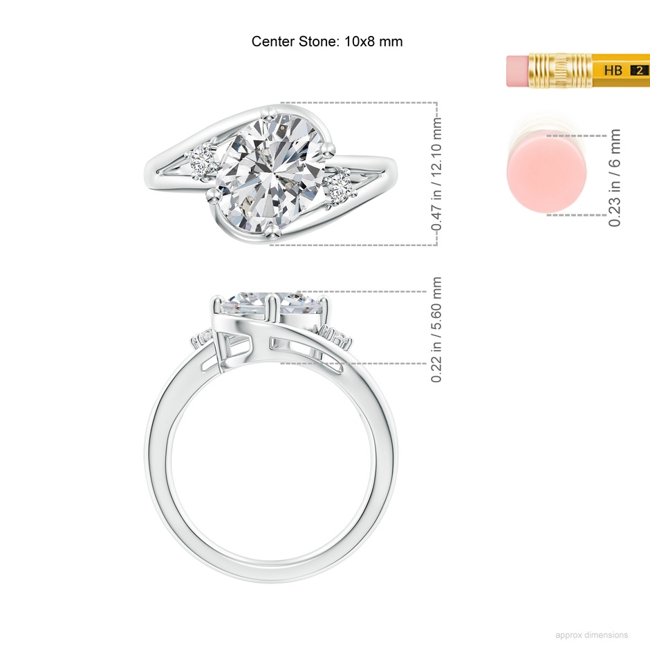 10x8mm HSI2 Diamond Split Shank Ring with Accents in White Gold ruler