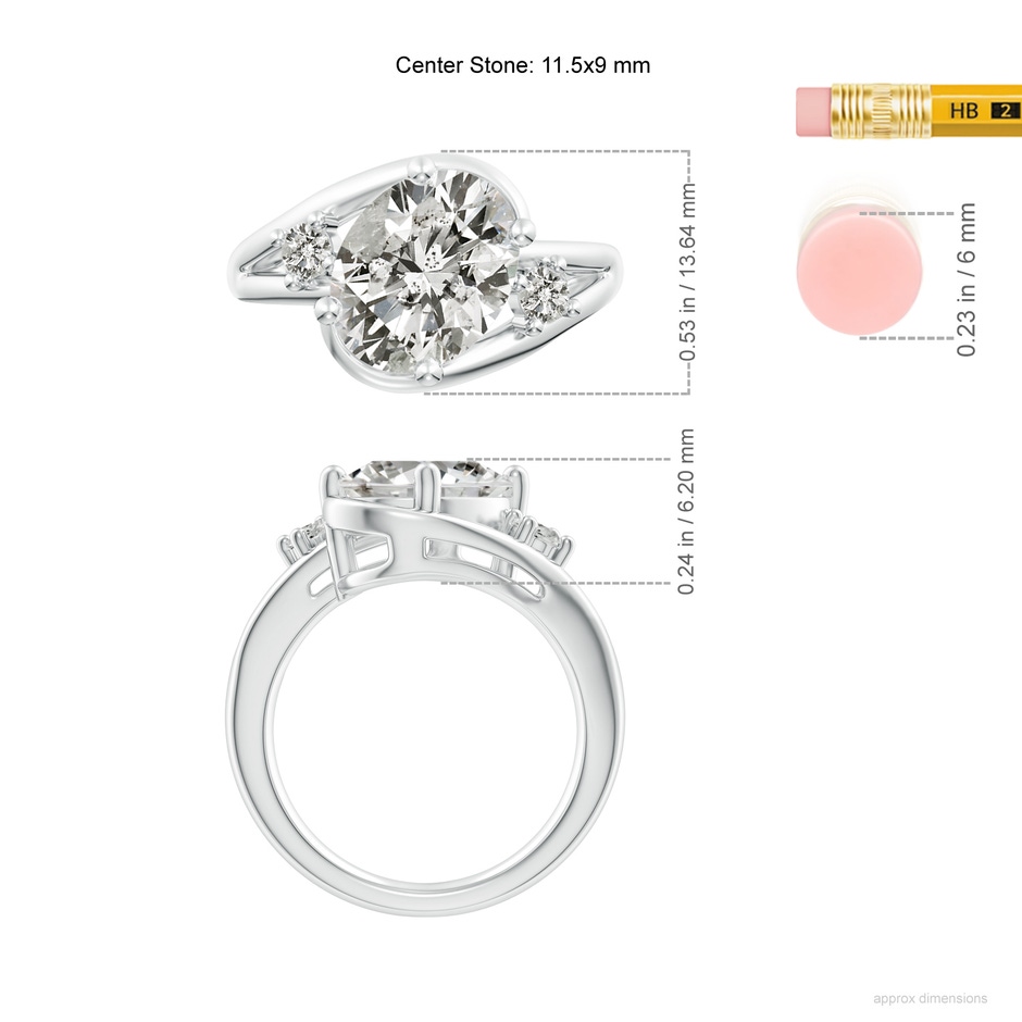 11.5x9mm KI3 Diamond Split Shank Ring with Accents in P950 Platinum ruler