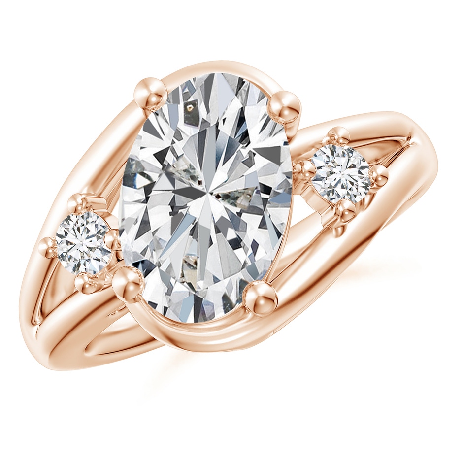 12x8mm HSI2 Diamond Split Shank Ring with Accents in Rose Gold 