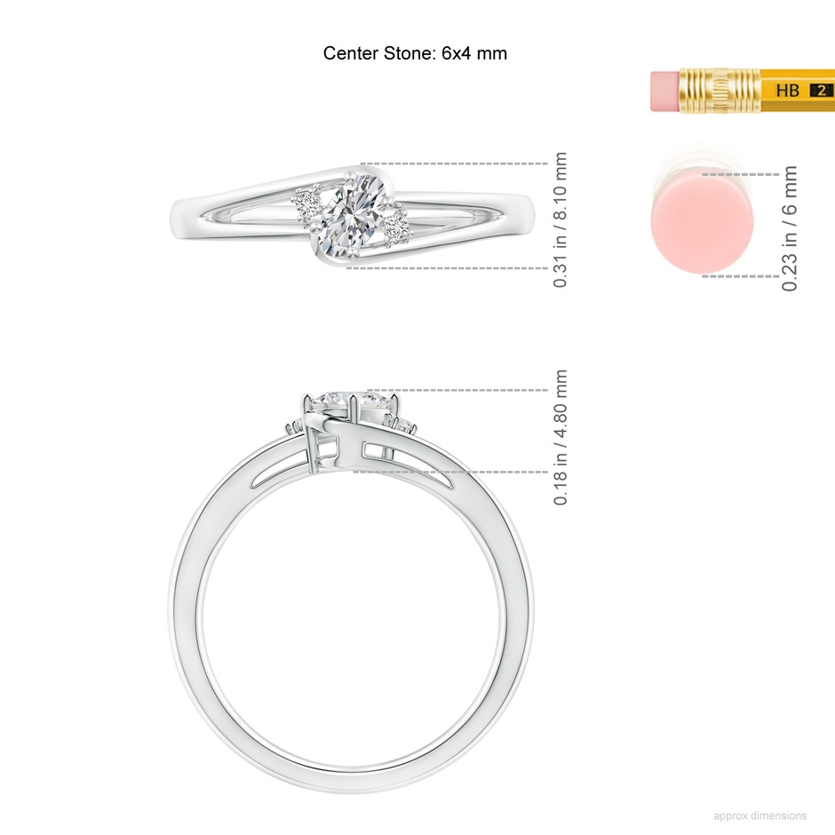 6x4mm HSI2 Diamond Split Shank Ring with Accents in White Gold ruler