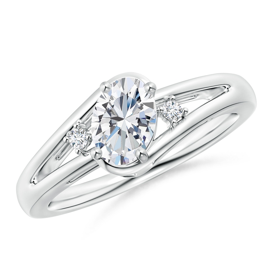7x5mm GVS2 Diamond Split Shank Ring with Accents in White Gold 
