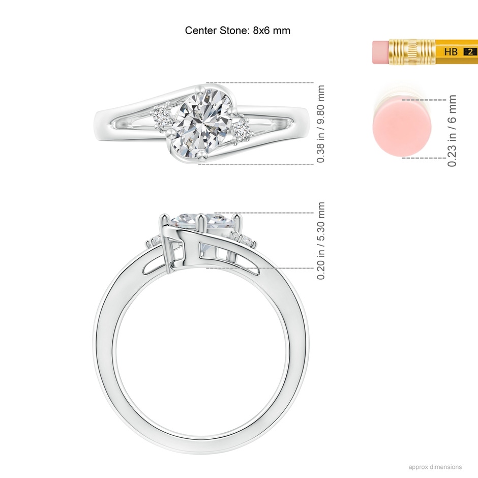 8x6mm HSI2 Diamond Split Shank Ring with Accents in White Gold ruler