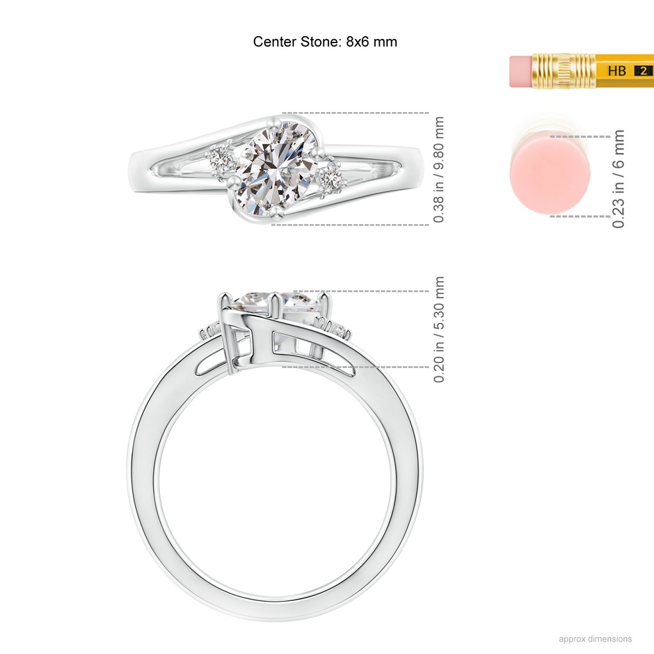 8x6mm IJI1I2 Diamond Split Shank Ring with Accents in P950 Platinum ruler