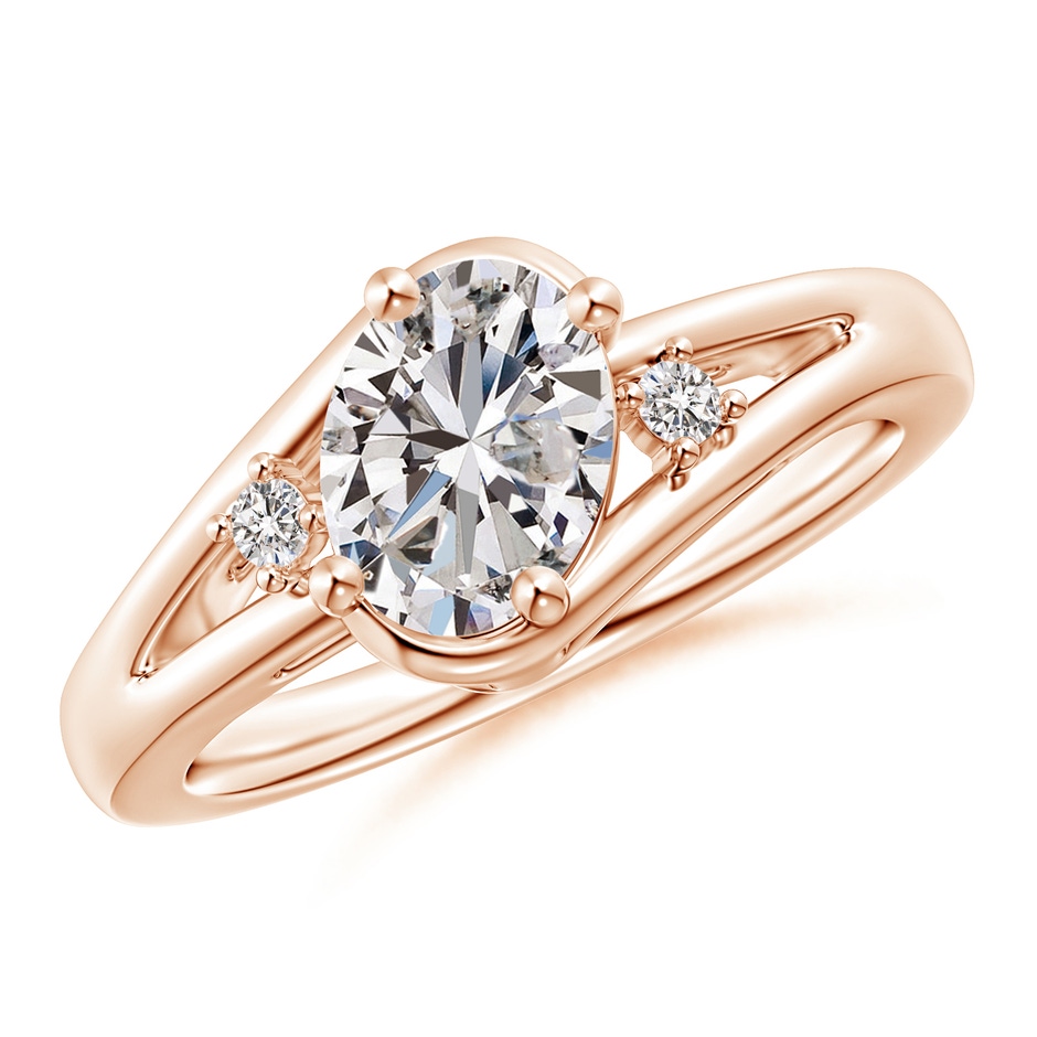 8x6mm IJI1I2 Diamond Split Shank Ring with Accents in Rose Gold 