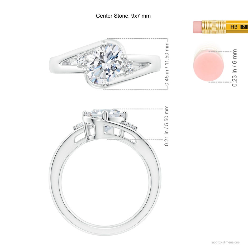 9x7mm GVS2 Diamond Split Shank Ring with Accents in P950 Platinum ruler