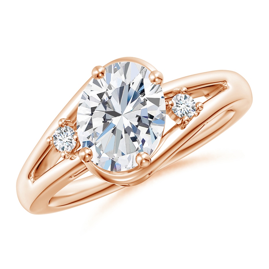 9x7mm GVS2 Diamond Split Shank Ring with Accents in Rose Gold 