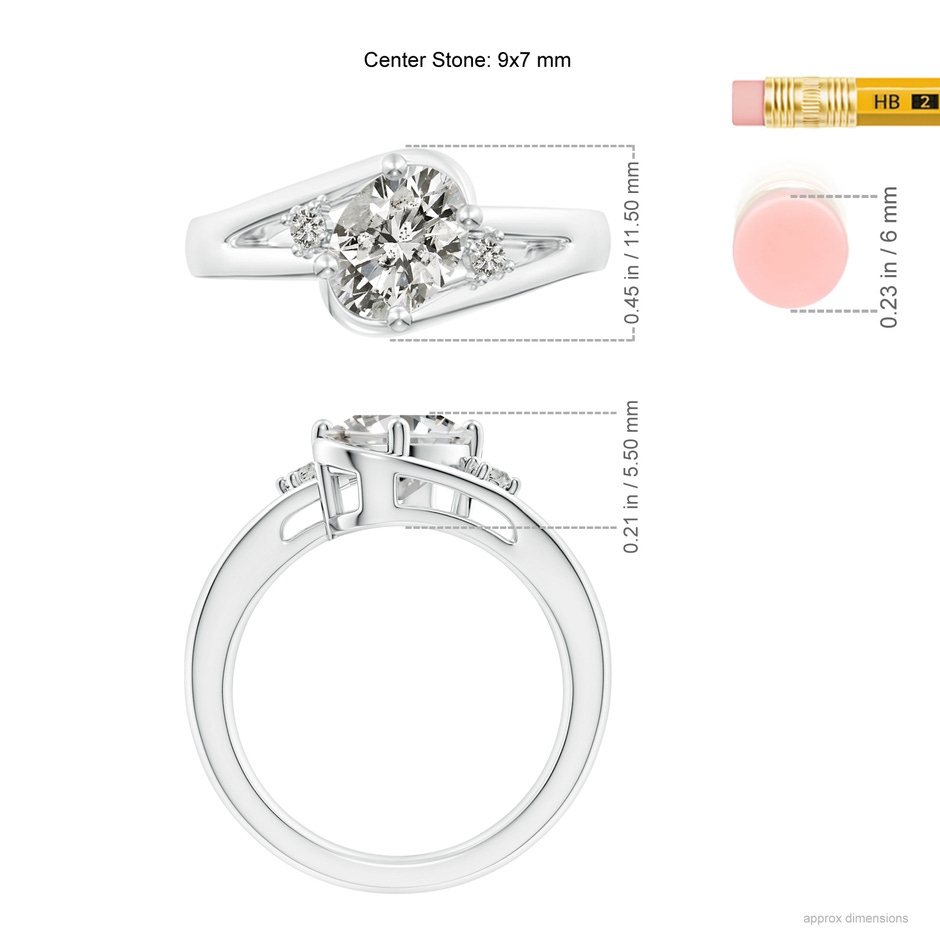9x7mm KI3 Diamond Split Shank Ring with Accents in P950 Platinum ruler