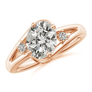 9x7mm KI3 Diamond Split Shank Ring with Accents in Rose Gold