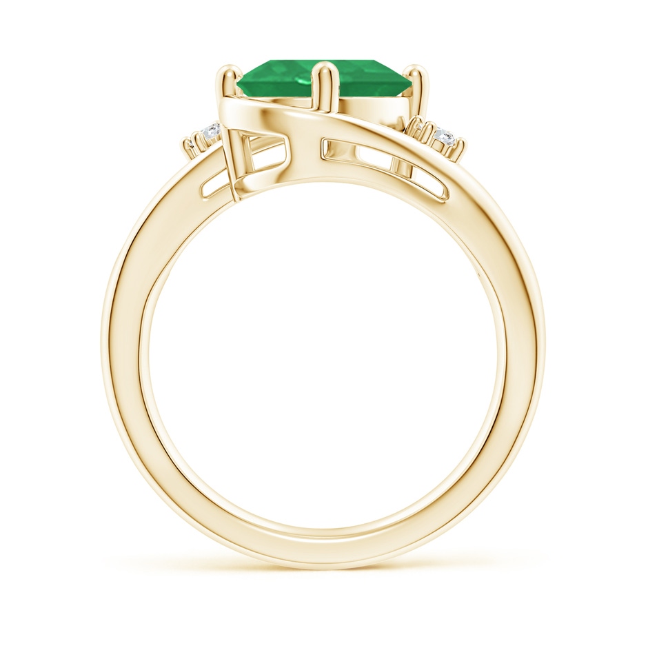 10x8mm A Emerald and Diamond Split Shank Ring in Yellow Gold side 199