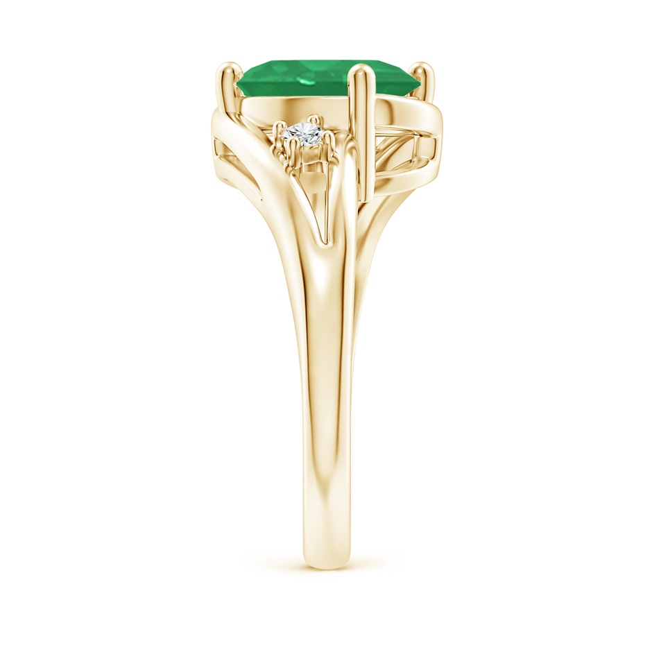 10x8mm A Emerald and Diamond Split Shank Ring in Yellow Gold side 299