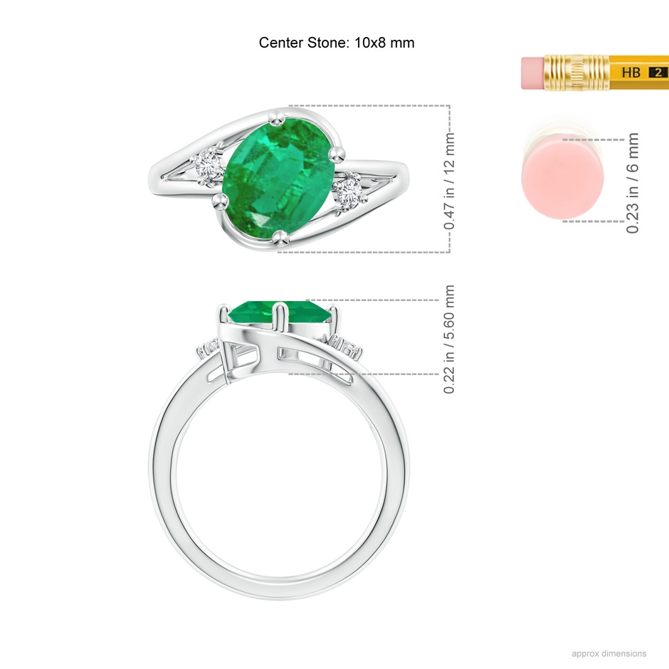 10x8mm AA Emerald and Diamond Split Shank Ring in P950 Platinum ruler