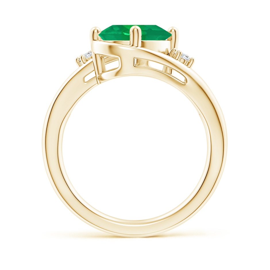 10x8mm AA Emerald and Diamond Split Shank Ring in Yellow Gold side 199