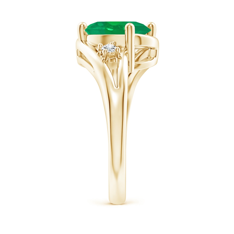 10x8mm AA Emerald and Diamond Split Shank Ring in Yellow Gold side 299