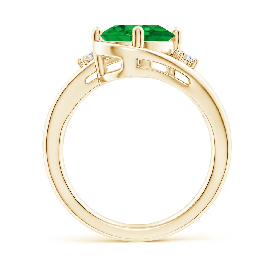 10x8mm AAA Emerald and Diamond Split Shank Ring in Yellow Gold side 199