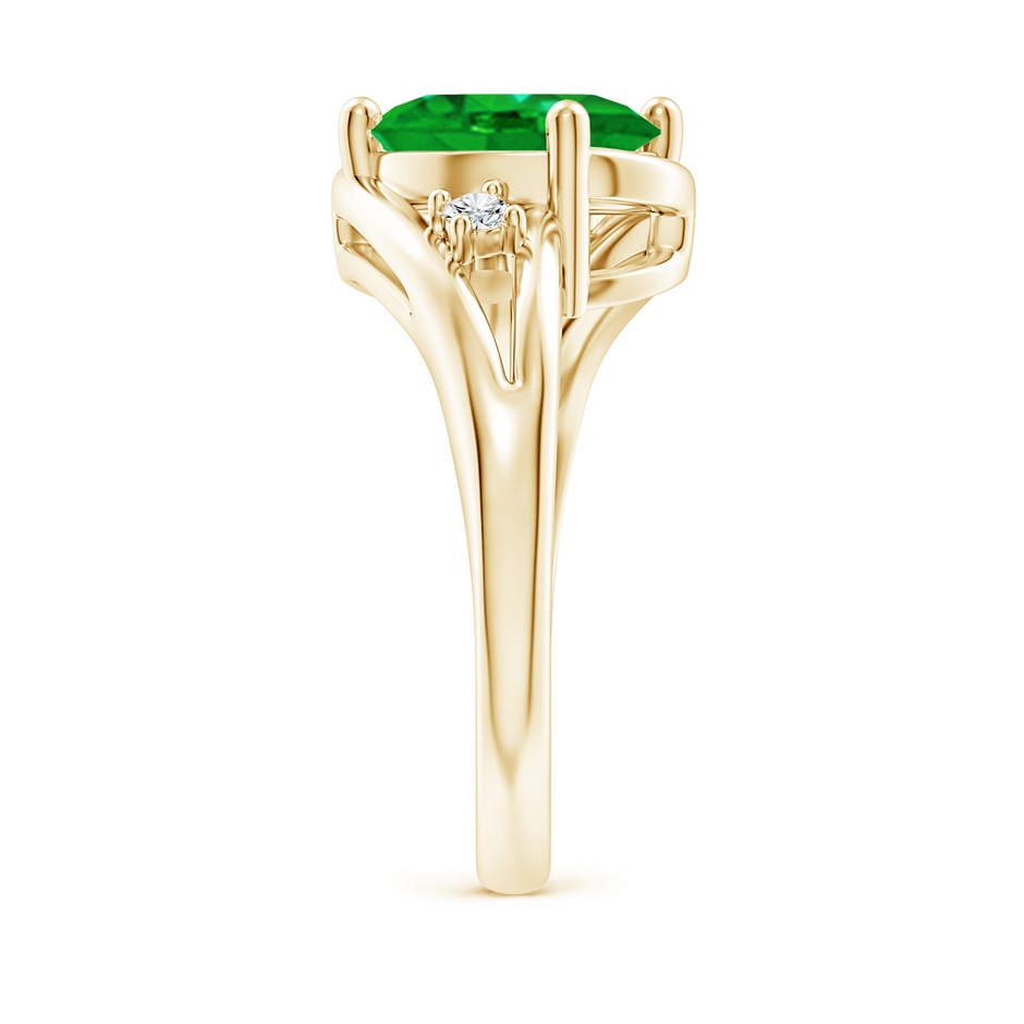 10x8mm AAAA Emerald and Diamond Split Shank Ring in Yellow Gold side 299