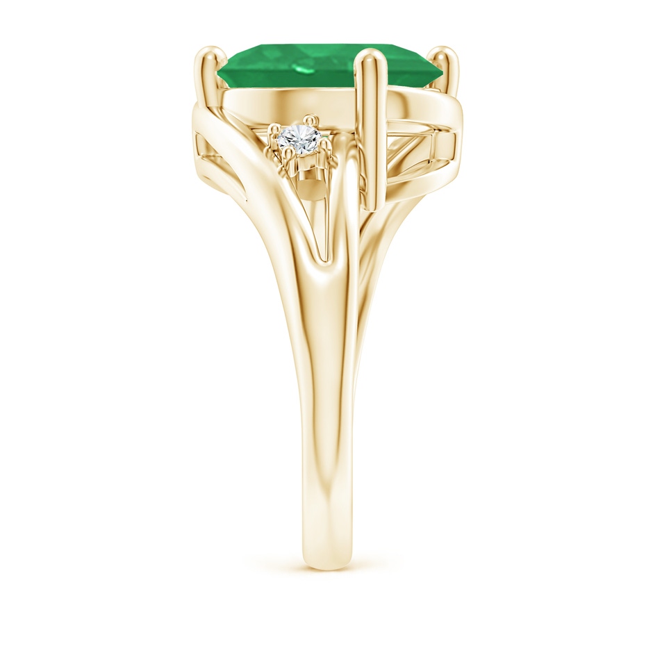 12x10mm A Emerald and Diamond Split Shank Ring in Yellow Gold side 299