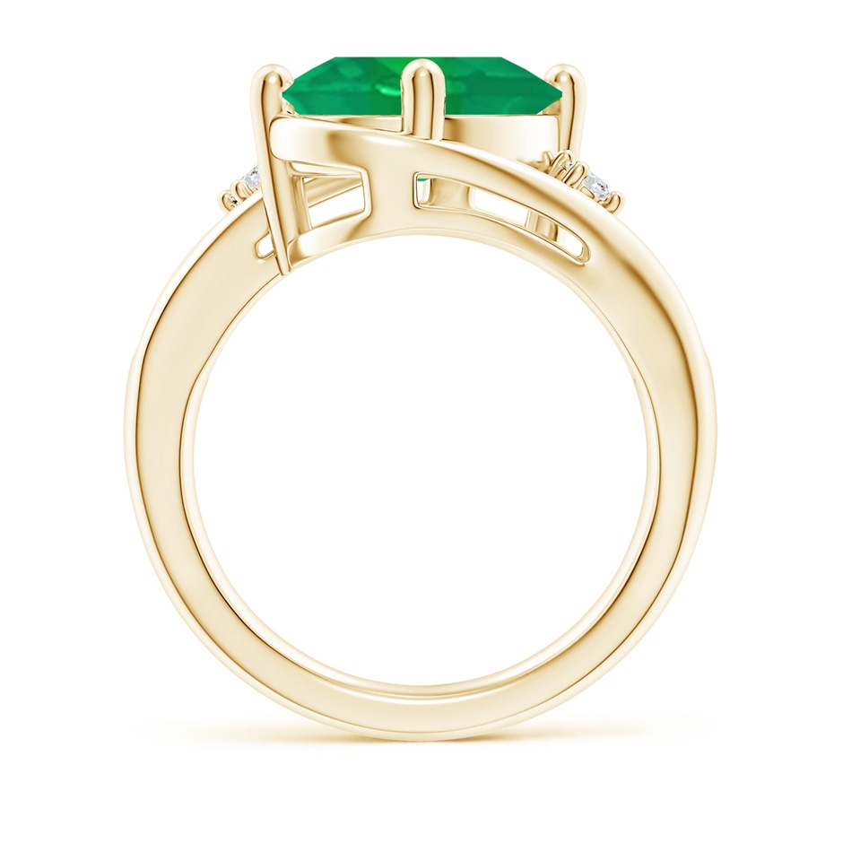 12x10mm AA Emerald and Diamond Split Shank Ring in Yellow Gold side 199