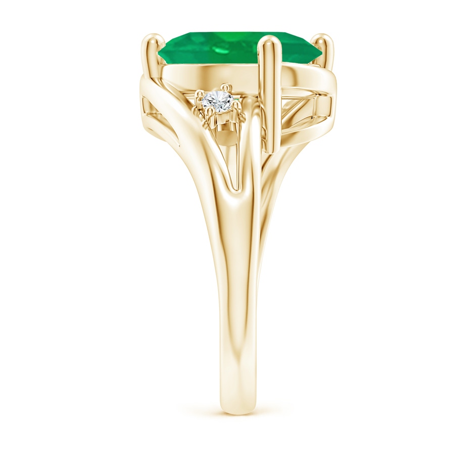 12x10mm AA Emerald and Diamond Split Shank Ring in Yellow Gold side 299