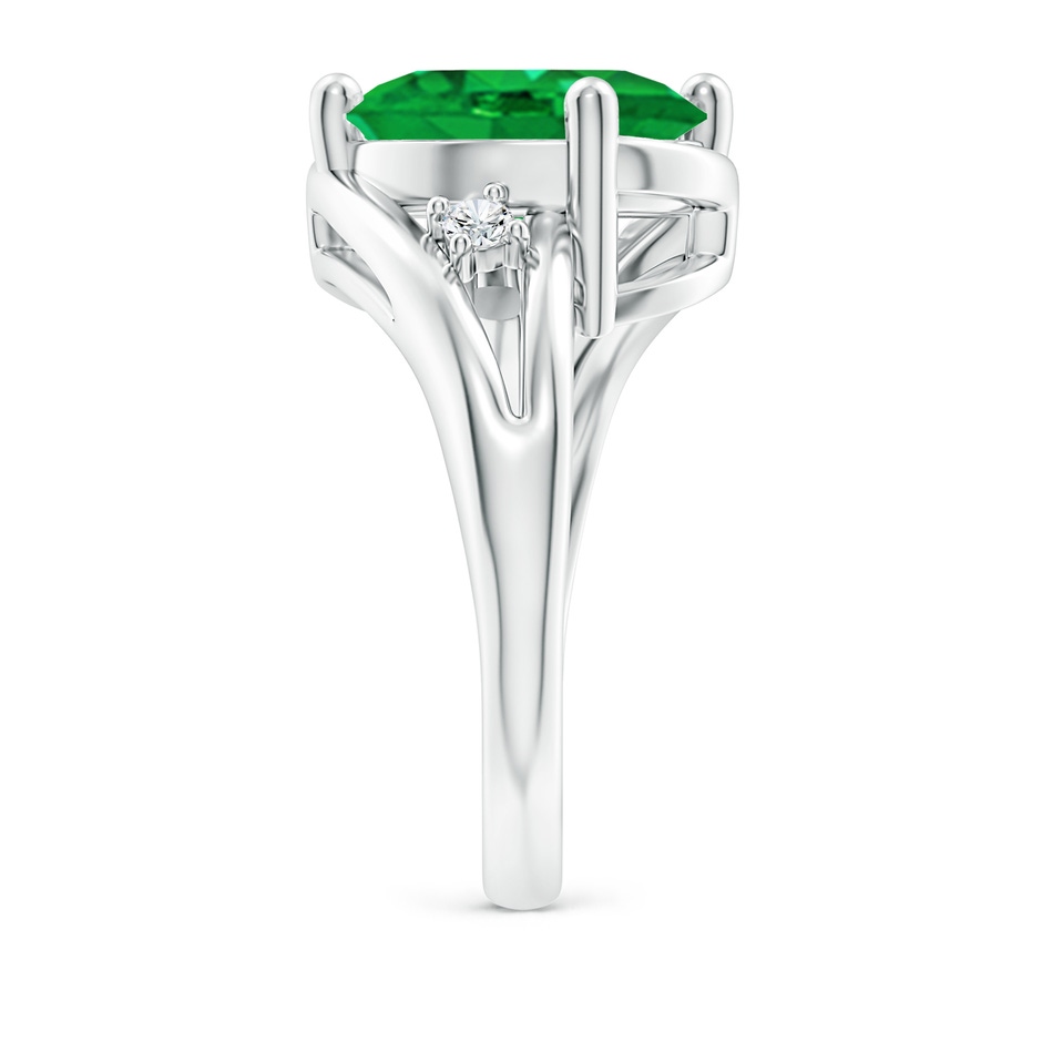 12x10mm AAA Emerald and Diamond Split Shank Ring in P950 Platinum side 299
