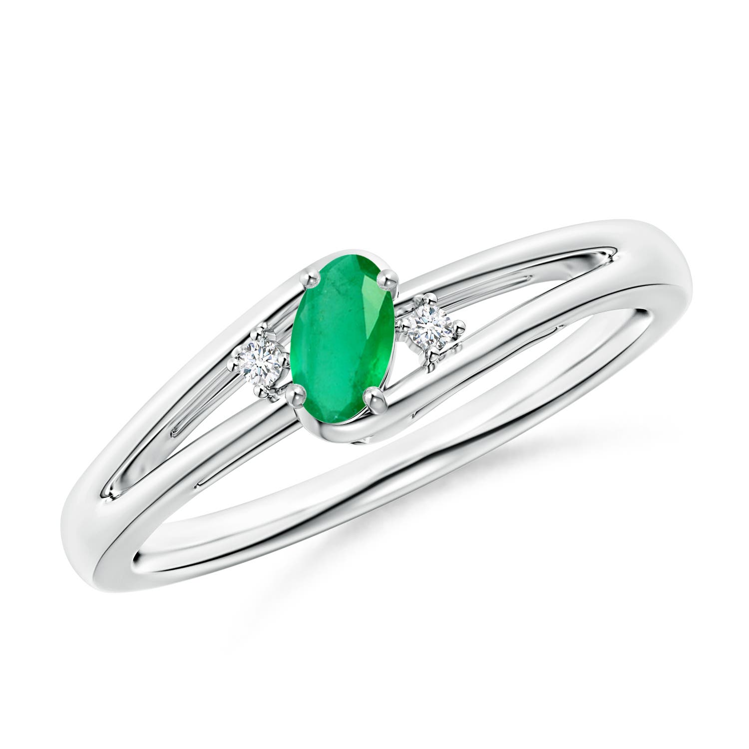 A - Emerald / 0.22 CT / 14 KT White Gold